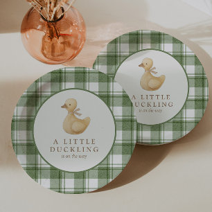 Little Duckling Classic Neutral Gingham Paper Plate