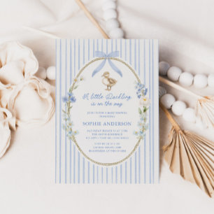 Little Duckling Cottage Blue Baby Shower Invitation