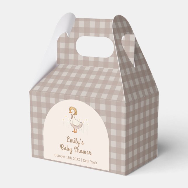 Little Duckling Farmhouse Gingham Baby Shower  Favour Box (Front Side)