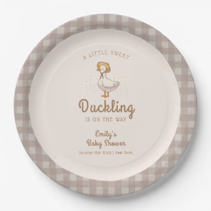 Little Duckling Farmhouse Gingham Baby Shower  Paper Plate