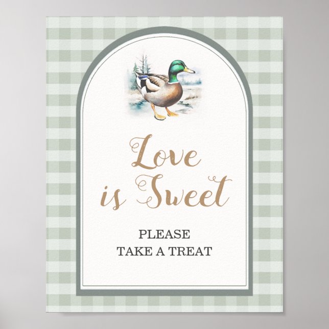 Little Duckling Gingham Baby Shower Love is Sweet Poster (Front)
