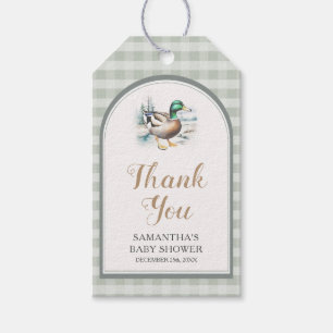 Little Duckling Gingham Baby Shower Thank You Gift Tags