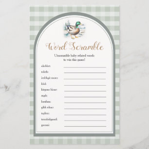 Little Duckling Gingham Baby Shower Word Scramble