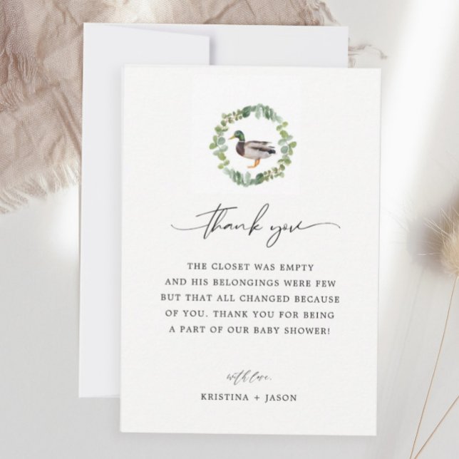 Little Duckling Mallard Duck Baby Shower Thank You Card (Creator Uploaded)