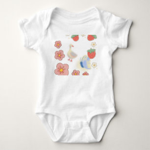 little duckling with strawberry a portray of sooth baby bodysuit