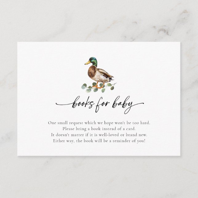 Little Ducklings Duck Baby Shower Book Request Enclosure Card (Front)