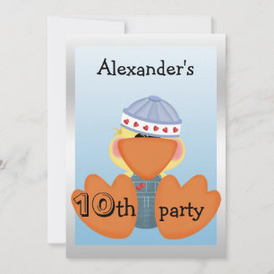 Little Ducks, Love Hearts & Boats 10th Birthday Invitation