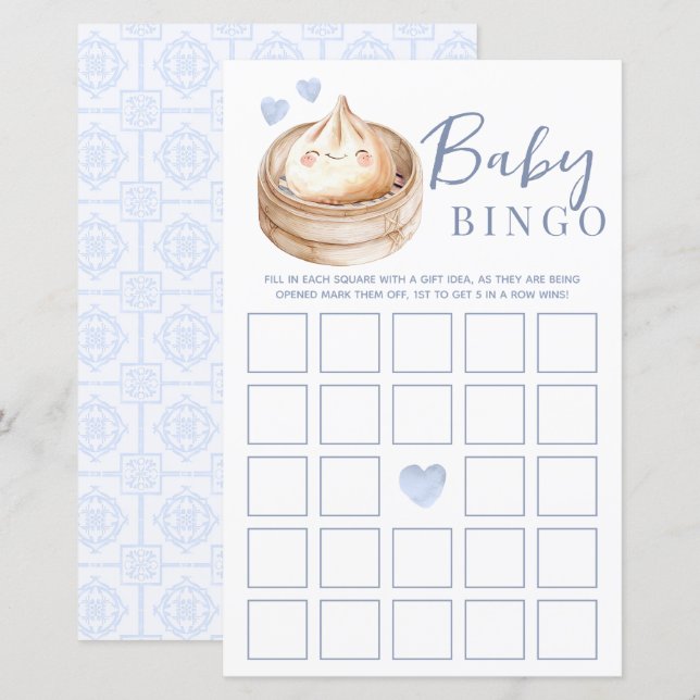 Little Dumpling Baby Shower Bingo Game Card | Gend (Front/Back)