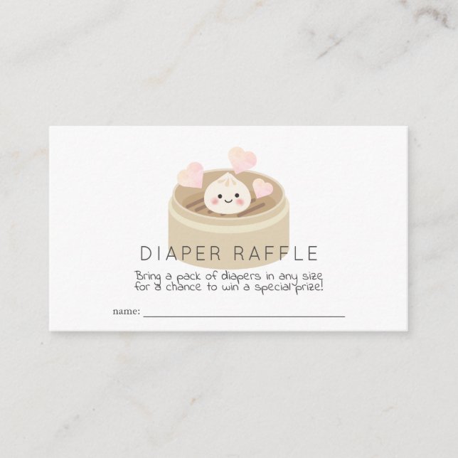 Little Dumpling Baby Shower Diaper Raffle Ticket Enclosure Card (Front)