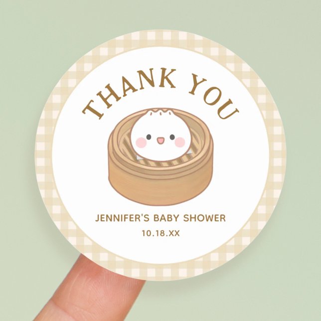 Little Dumpling Baby Shower Thank You Classic Round Sticker (Creator Uploaded)