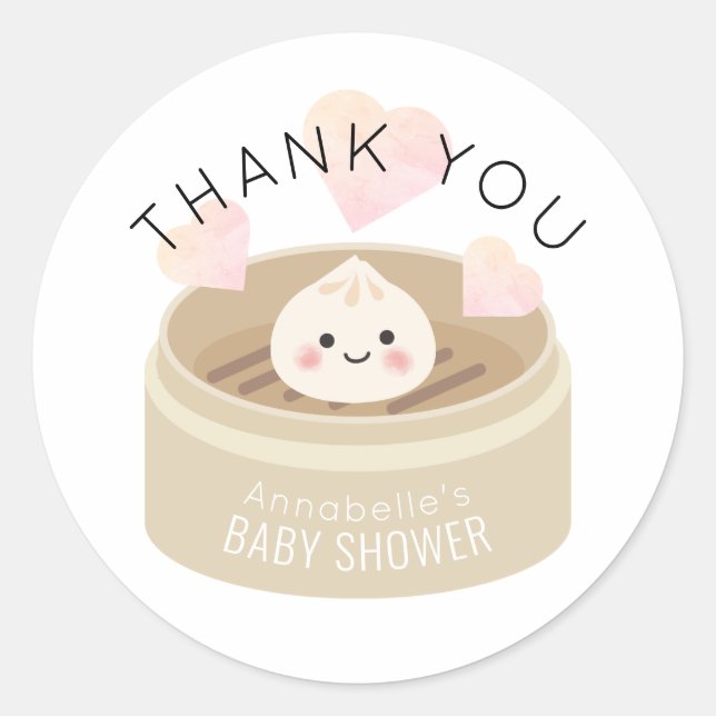 Little Dumpling Baby Shower Thank You Classic Round Sticker (Front)