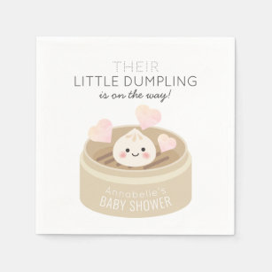 Little Dumpling Baby Shower White Napkin
