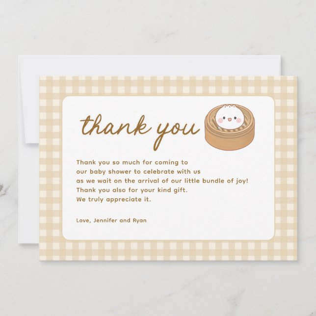 Little Dumpling Bao Baby Shower  Thank You Card (Front)