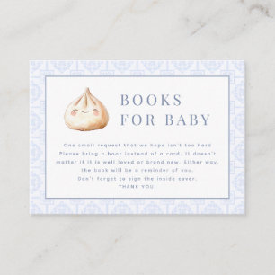Little Dumpling Blue Baby Shower Books for Baby Enclosure Card