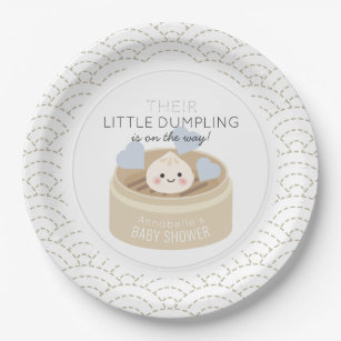 Little Dumpling Blue Baby Shower Paper Plates