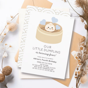 Little Dumpling Blue Boy Birthday Invitation