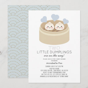 Little Dumpling Boy Twins Baby Shower Invitation