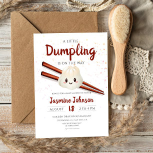 Little Dumpling Cute Chinese Chopstick Baby Shower Invitation
