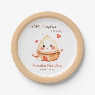 Little Dumpling Cute Watercolor Baby Shower Paper Plate