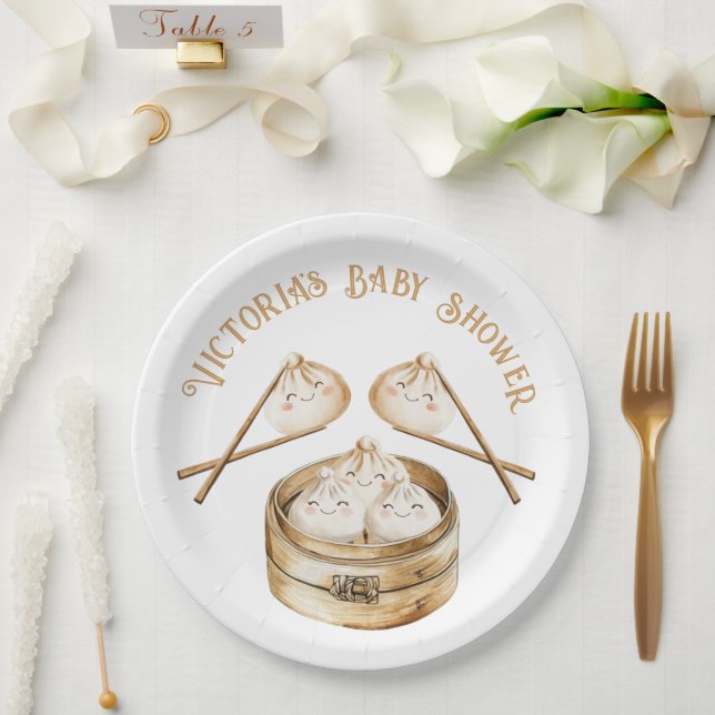 Little Dumpling Dim Sum Gender Neutral Baby Shower Paper Plate (Wedding)
