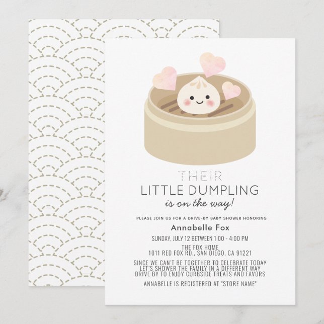 Little Dumpling Drive-by Baby Shower Invitation (Front/Back)