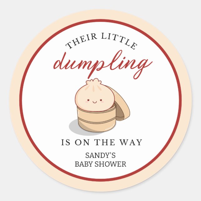 Little Dumpling Gender Neutral Kawaii Baby Shower Classic Round Sticker (Front)