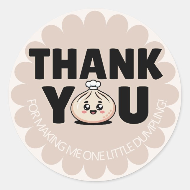 Little Dumpling Girl 1st Birthday Classic Round Sticker (Front)