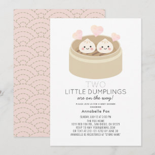 Little Dumpling Girl Twins Baby Shower Invitation