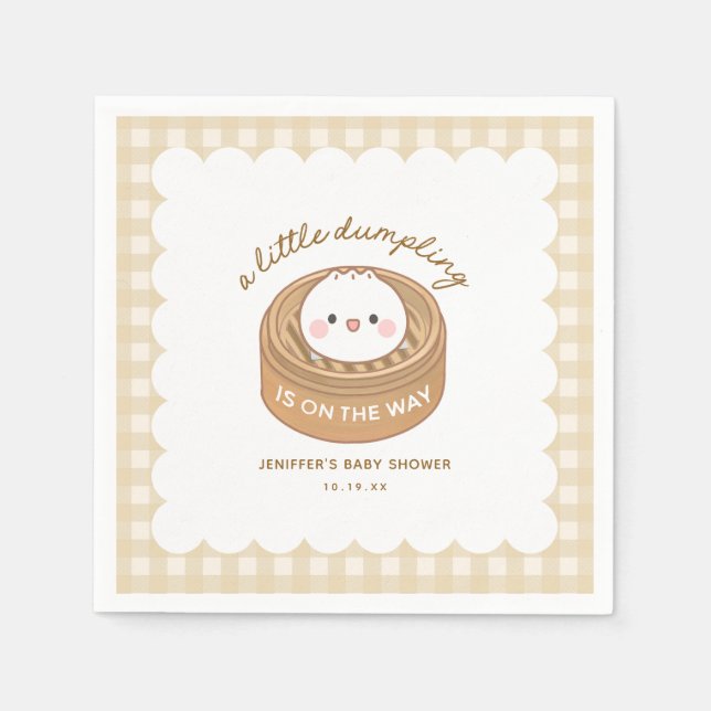 Little Dumpling Is On The Way Baby Shower Napkin (Front)