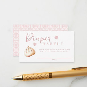 Little Dumpling Pink Baby Shower Diaper Raffle Enclosure Card