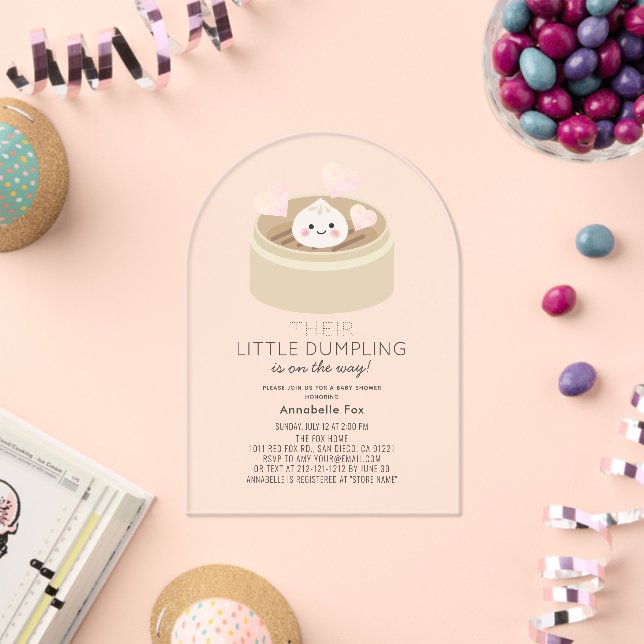 Little Dumpling Pink Girl Baby Shower Acrylic Invitations (Insitu (Celebration))