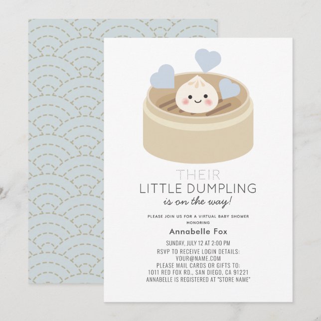 Little Dumpling Virtual Boy Baby Shower Invitation (Front/Back)