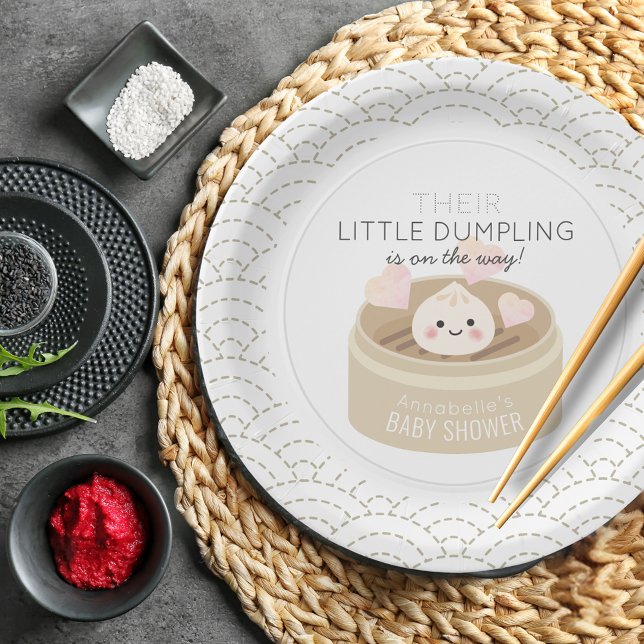 Little Dumpling White Baby Shower Paper Plate (Creator Uploaded)