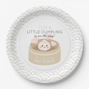 Little Dumpling White Baby Shower Paper Plate