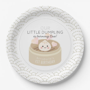 Little Dumpling White Birthday Paper Plate