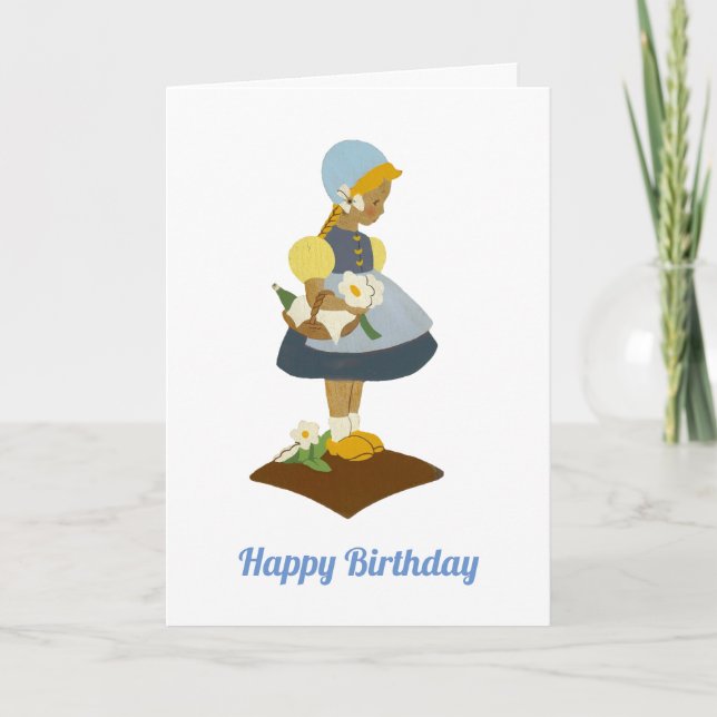 Little Dutch Girl with Wooden Shoes Card (Front)