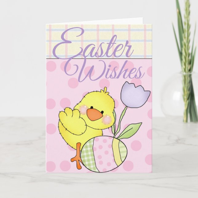 Little Easter Chick with Egg Easter Wishes Card 4 (Front)