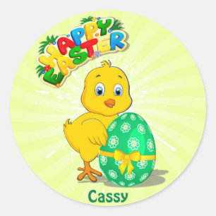 Little Easter Chicken Cartoon Classic Round Sticker