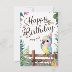 Little Editable Parrot Digital Birthday Card