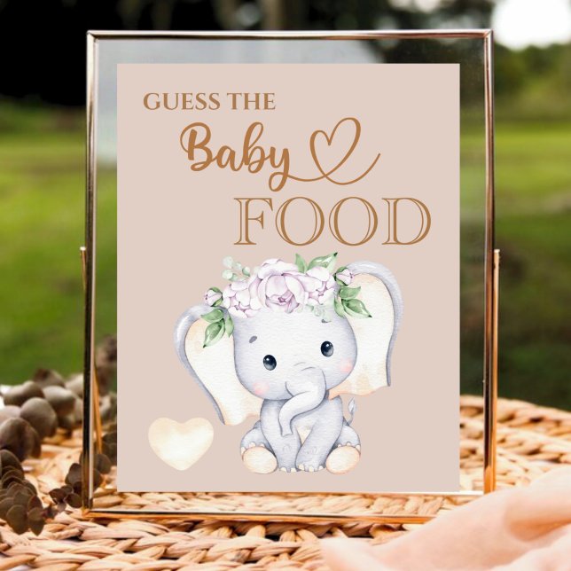 Little Elephant Baby Shower Guess the Baby Food Poster (Creator Uploaded)