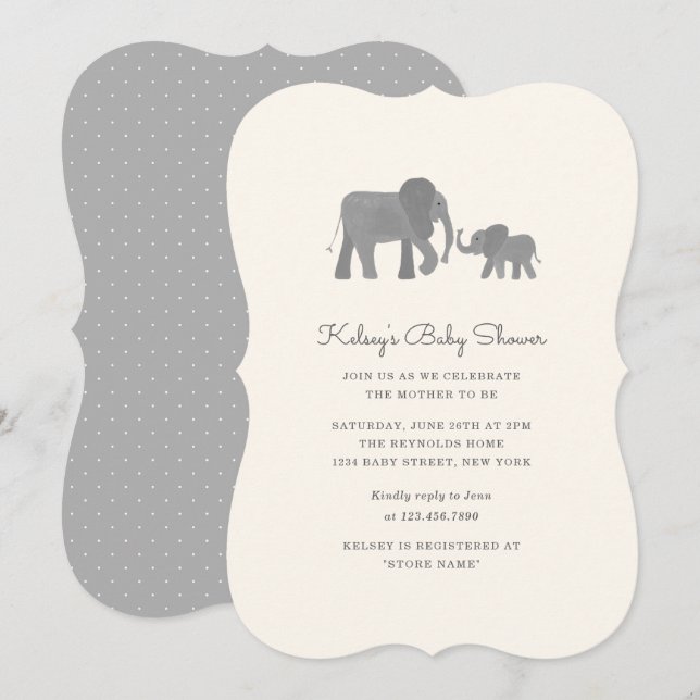 Little Elephant Baby Shower Invite (Front/Back)
