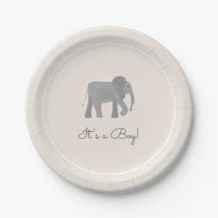 Little Elephant Baby Shower Paper Plate