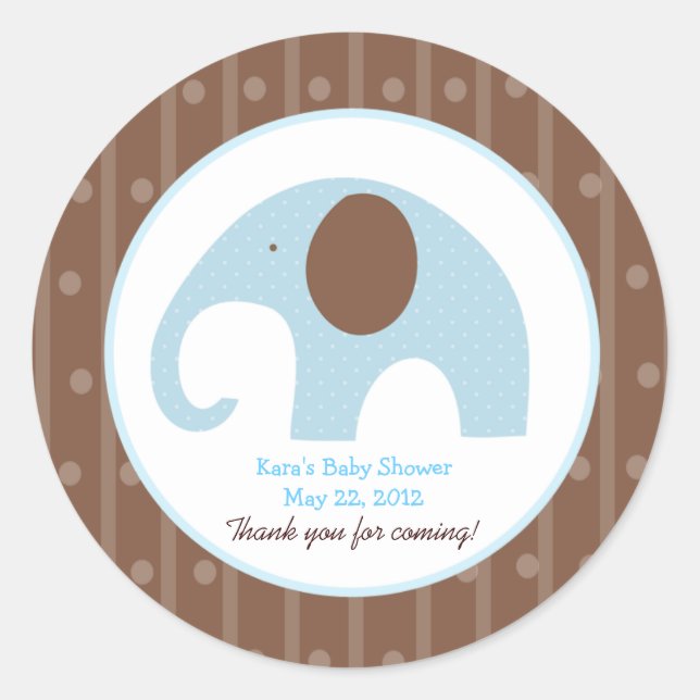 Little Elephant (Blue) Custom Favour Sticker (Front)