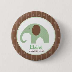 Little Elephant (Blue) NAME TAG Custom Button