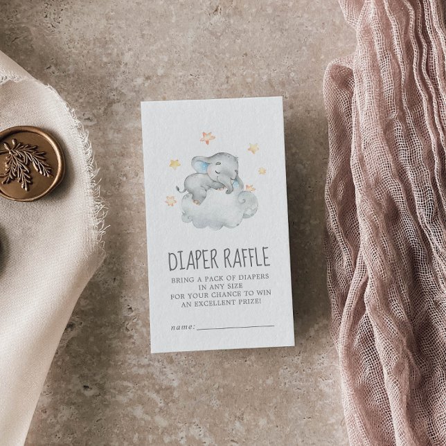 Little Elephant Boy Baby Shower Diaper Raffle Enclosure Card (Creator Uploaded)