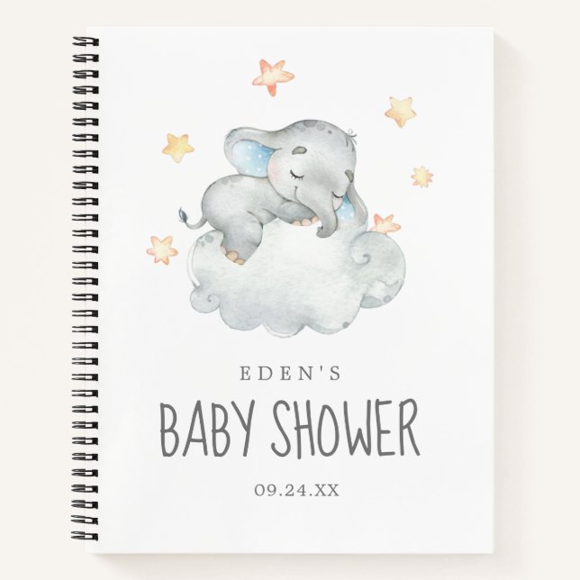 Little Elephant Boy Baby Shower Gift List Notebook (Front)