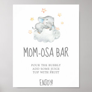 Little Elephant Boy Baby Shower Mom-osa Bar Sign