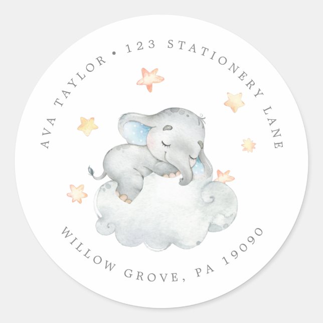 Little Elephant Boy Circular Return Address Classic Round Sticker (Front)