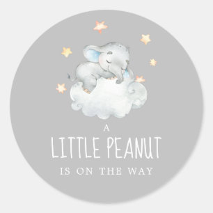 Little Elephant Boy Grey Little Peanut Baby Shower Classic Round Sticker