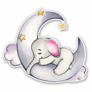 Little Elephant Cute Animal Orange Grey Sticker